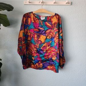 The hemmeter collection silk vintage funky boxi blouse 80s
